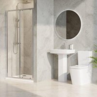 1000 x 800mm Chrome Rectangular Sliding Door Shower Enclosure Suite with Toilet and Basin - Carina