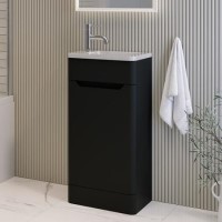 400mm Black Freestanding Cloakroom Right Hand Vanity Unit with Basin - Pendle
