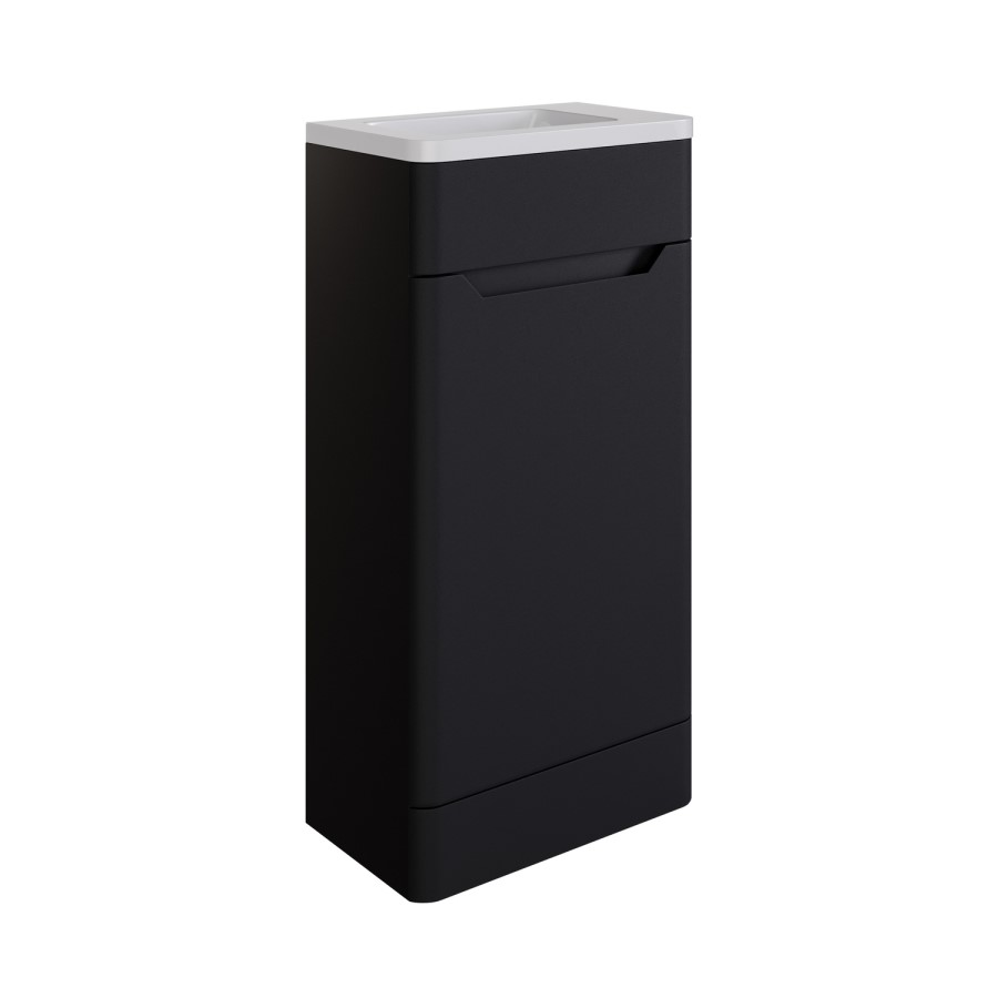 400mm Black Freestanding Cloakroom Left Hand Vanity Unit with Basin - Pendle