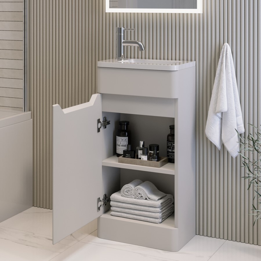 400mm Beige Freestanding Cloakroom Right Hand Vanity Unit with Basin - Pendle