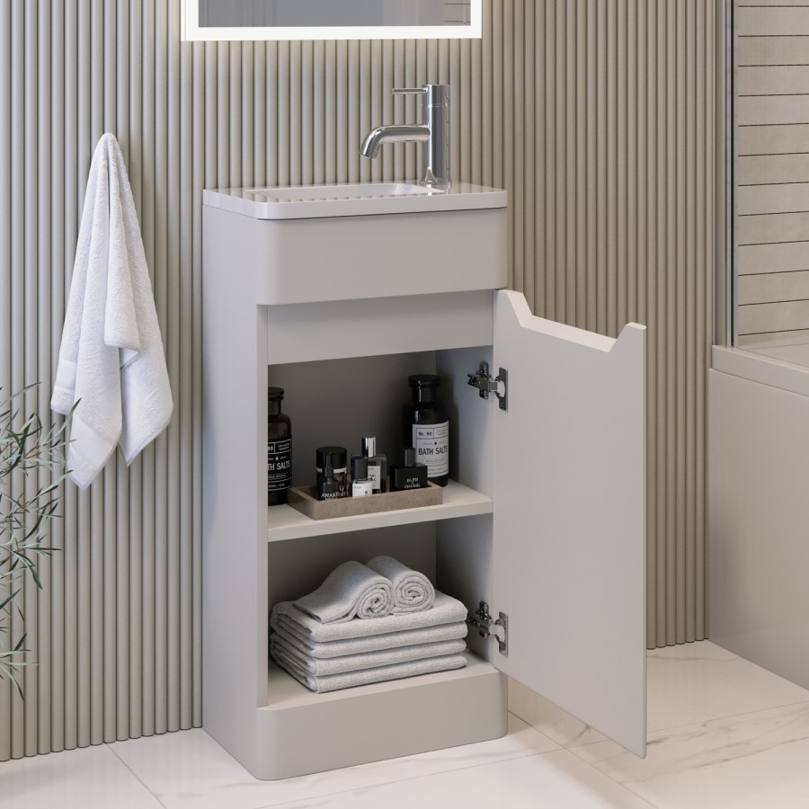 400mm Beige Freestanding Cloakroom Left Hand Vanity Unit with Basin - Pendle