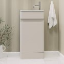 BUN/PEN406BGFS/98562 410mm Beige Freestanding Cloakroom Vanity Unit with Basin - Pendle