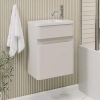 410mm Beige Wall Hung Cloakroom Vanity Unit with Basin - Pendle