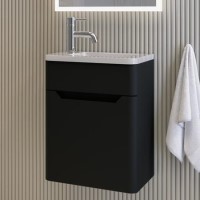 400mm Black Wall Hung Cloakroom Right Hand Vanity Unit with Basin - Pendle