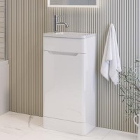 400mm White Freestanding Cloakroom Right Hand Vanity Unit with Basin - Pendle
