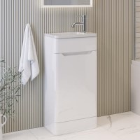 400mm White Freestanding Cloakroom Left Hand Vanity Unit with Basin - Pendle