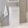 400mm White Freestanding Cloakroom Left Hand Vanity Unit with Basin - Pendle