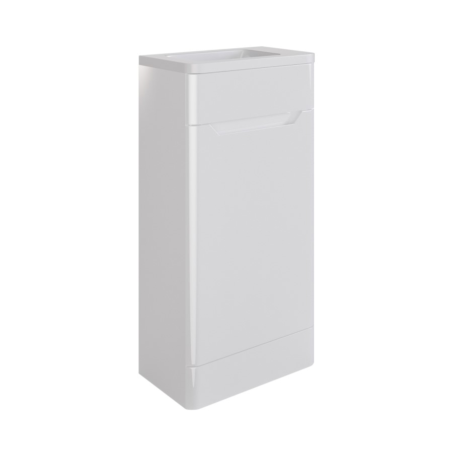 400mm White Freestanding Cloakroom Left Hand Vanity Unit with Basin - Pendle