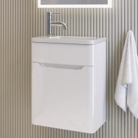 400mm White Wall Hung Cloakroom Right Hand Vanity Unit with Basin - Pendle