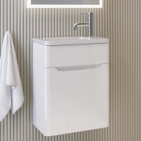400mm White Wall Hung Cloakroom Left Hand Vanity Unit with Basin - Pendle
