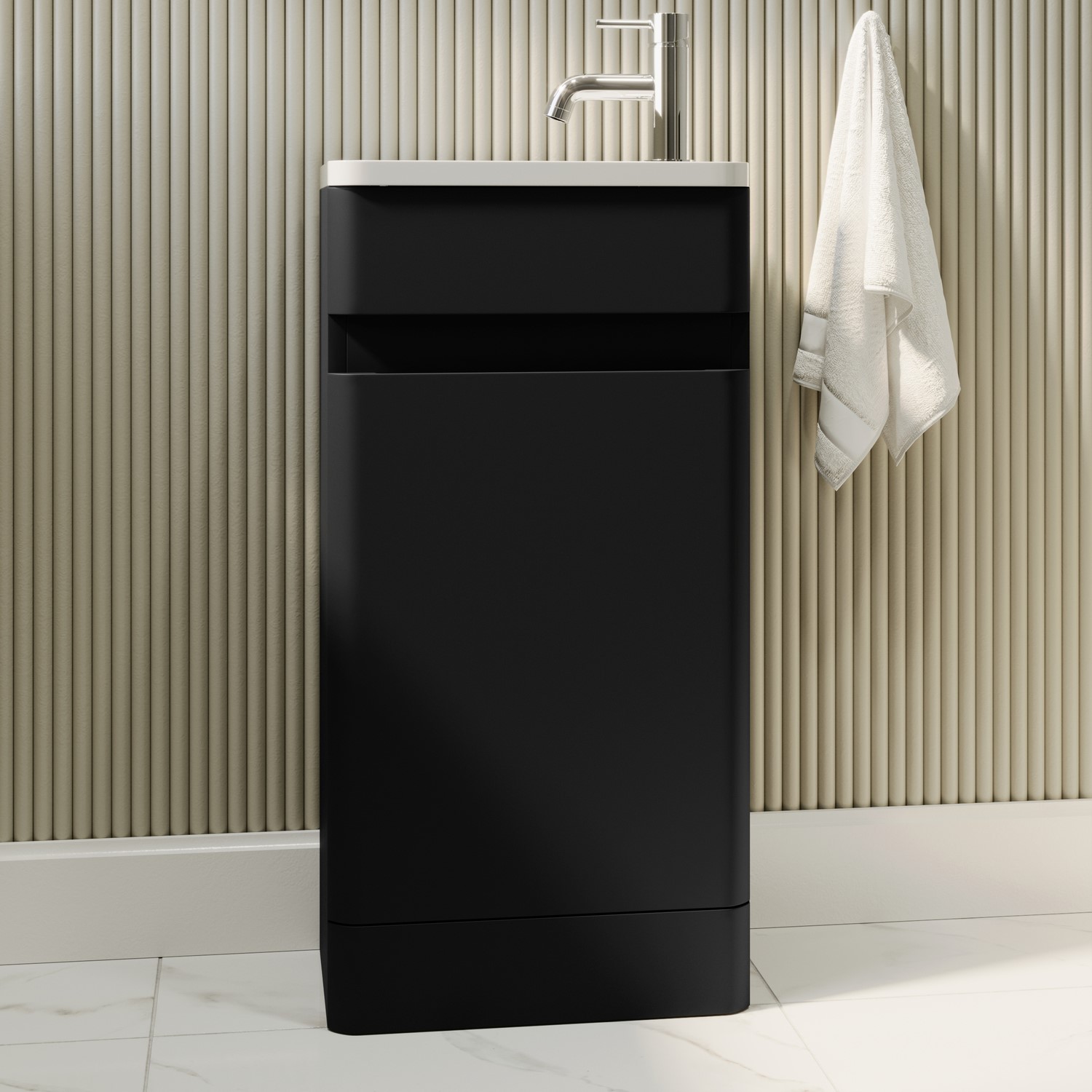 Pendle Black 410Mm Freestanding Cloakroom Vanity Unit With Basin