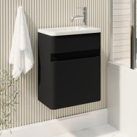 410mm Black Wall Hung Cloakroom Vanity Unit with Basin - Pendle 410mm Black Wall Hung Cloakroom Vanity Unit with Basin - Pendle