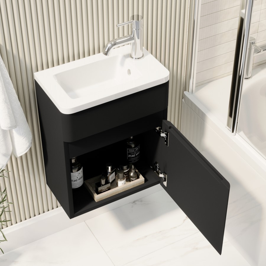 410mm Black Wall Hung Cloakroom Vanity Unit with Basin - Pendle