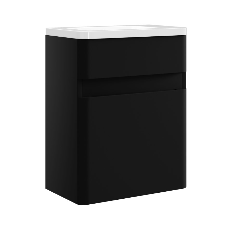 410mm Black Wall Hung Cloakroom Vanity Unit with Basin - Pendle