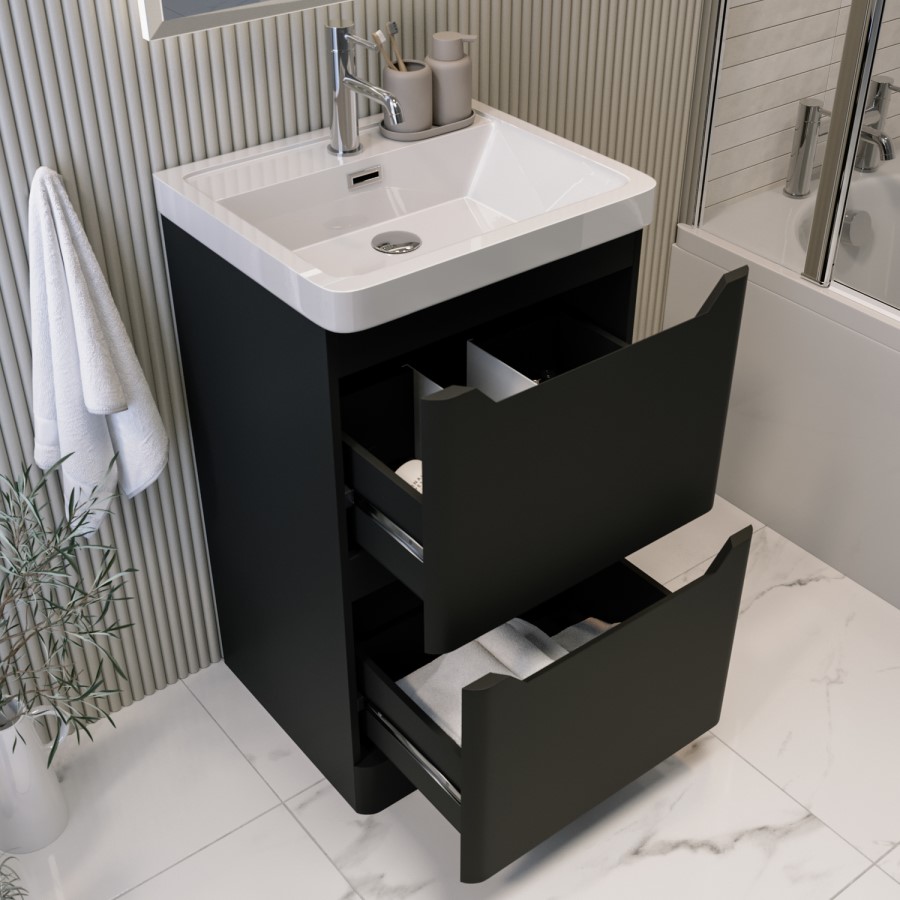 500mm Black Freestanding Vanity Unit with Basin - Pendle