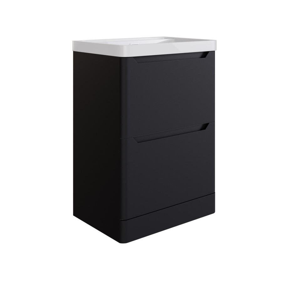 500mm Black Freestanding Vanity Unit with Basin - Pendle
