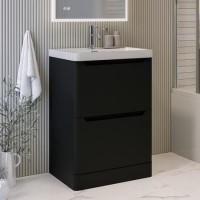 600mm Black Freestanding Vanity Unit with Basin - Pendle