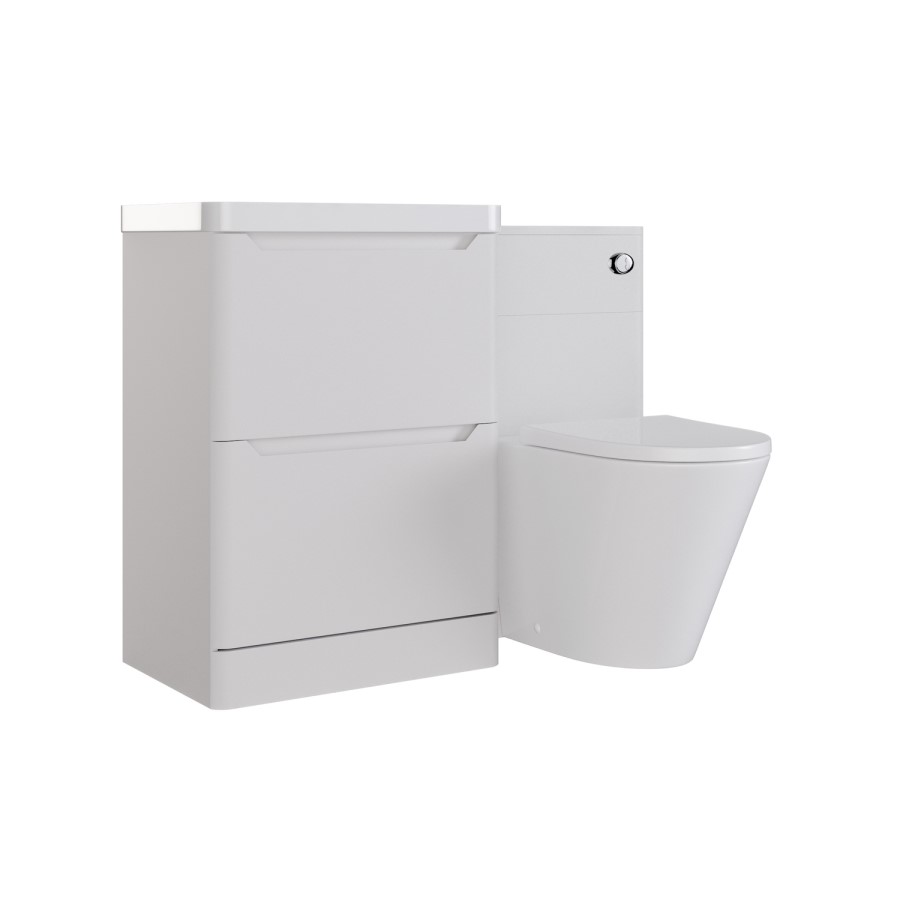 1100mm Beige Toilet and Sink Unit with Round Toilet - Pendle