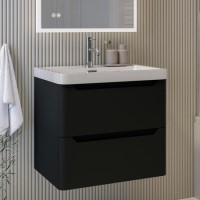 600mm Black Wall Hung Vanity Unit with Basin - Pendle