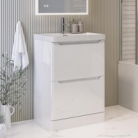 600mm White Freestanding Vanity Unit with Basin - Pendle