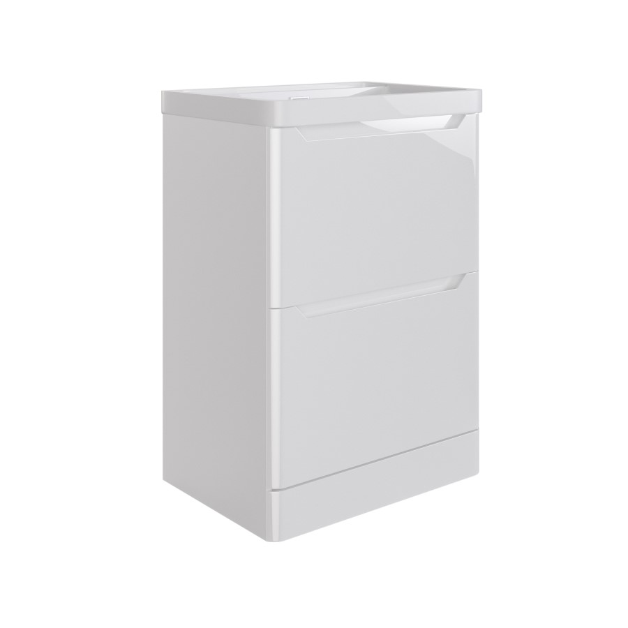 600mm White Freestanding Vanity Unit with Basin - Pendle