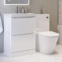 1100mm White Toilet and Sink Unit with Round Toilet - Pendle