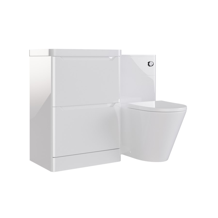 1100mm White Toilet and Sink Unit with Round Toilet - Pendle