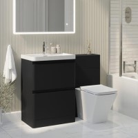 1100mm Black Toilet and Sink Unit with Square Toilet - Pendle 1100mm Black Toilet and Sink Unit with Square Toilet - Pendle