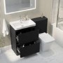 1100mm Black Toilet and Sink Unit with Square Toilet - Pendle