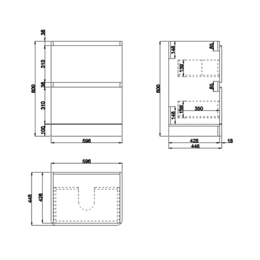 1100mm Black Toilet and Sink Unit with Square Toilet - Pendle