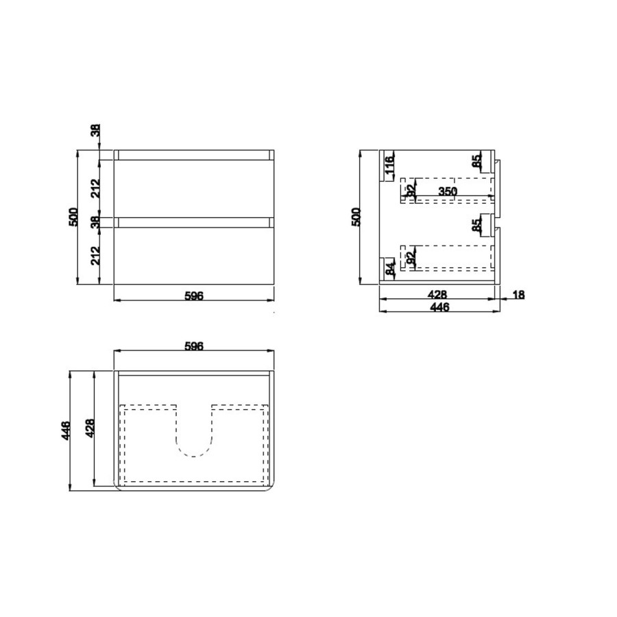 600mm Black Wall Hung Vanity Unit with Basin - Pendle