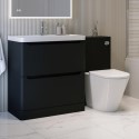 BUN/PEN796BFS/100729 1300mm Black Toilet and Sink Unit with Round Toilet - Pendle
