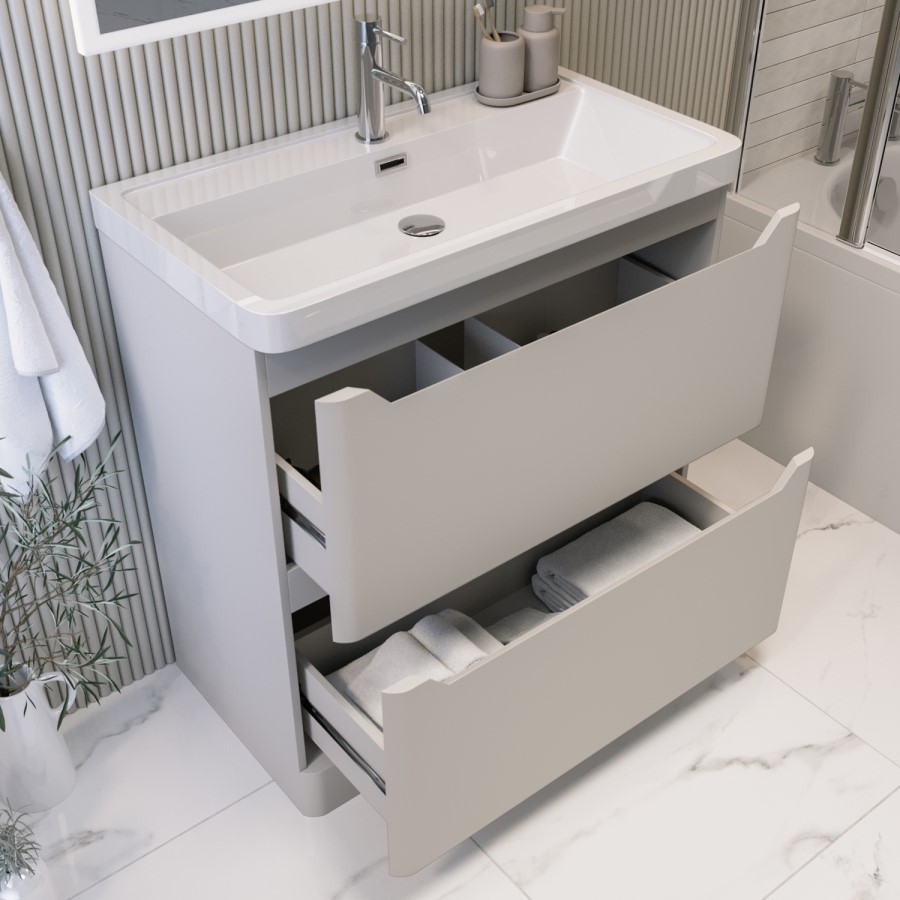 800mm Beige Freestanding Vanity Unit with Basin - Pendle