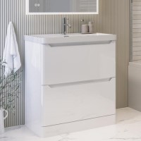 800mm White Freestanding Vanity Unit with Basin - Pendle