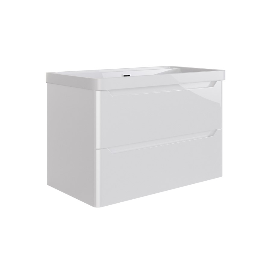 800mm White Wall Hung Vanity Unit with Basin - Pendle