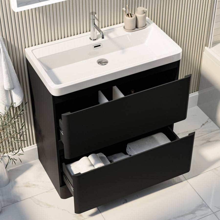 800mm Black Freestanding Vanity Unit with Basin – Pendle