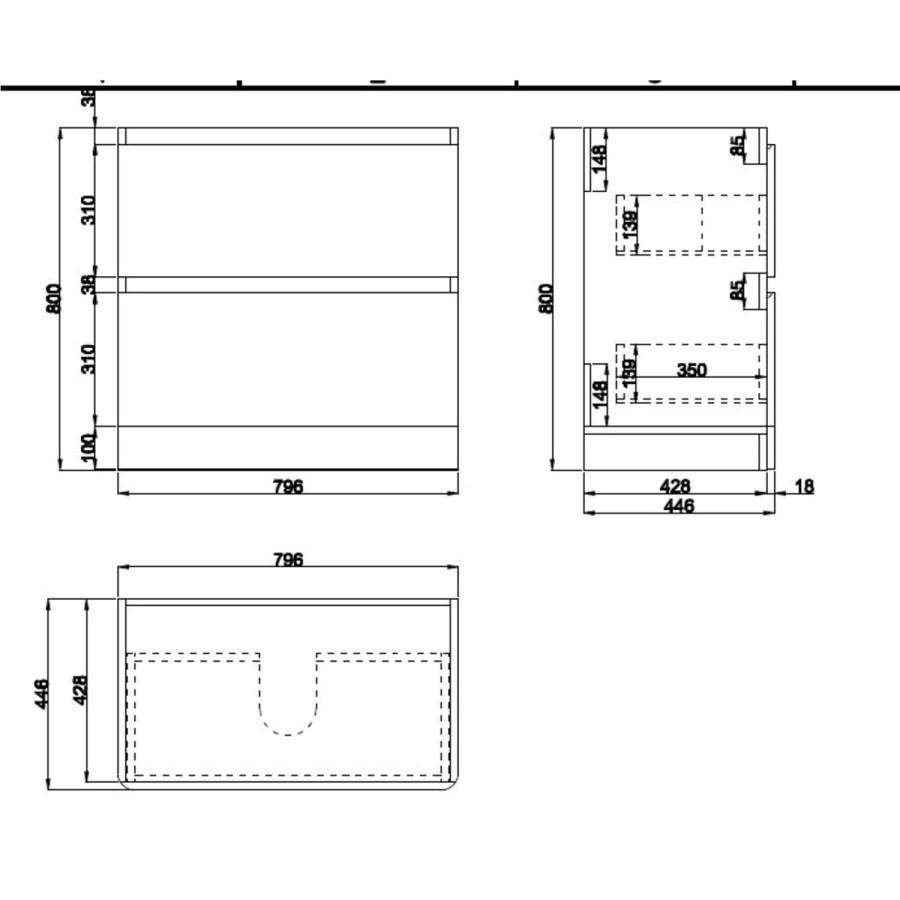 800mm Black Freestanding Vanity Unit with Basin – Pendle
