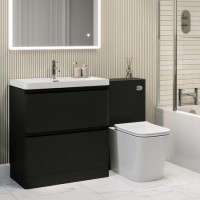 1300mm Black Toilet and Sink Unit with Square Toilet - Pendle