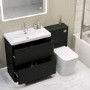 1300mm Black Toilet and Sink Unit with Square Toilet - Pendle