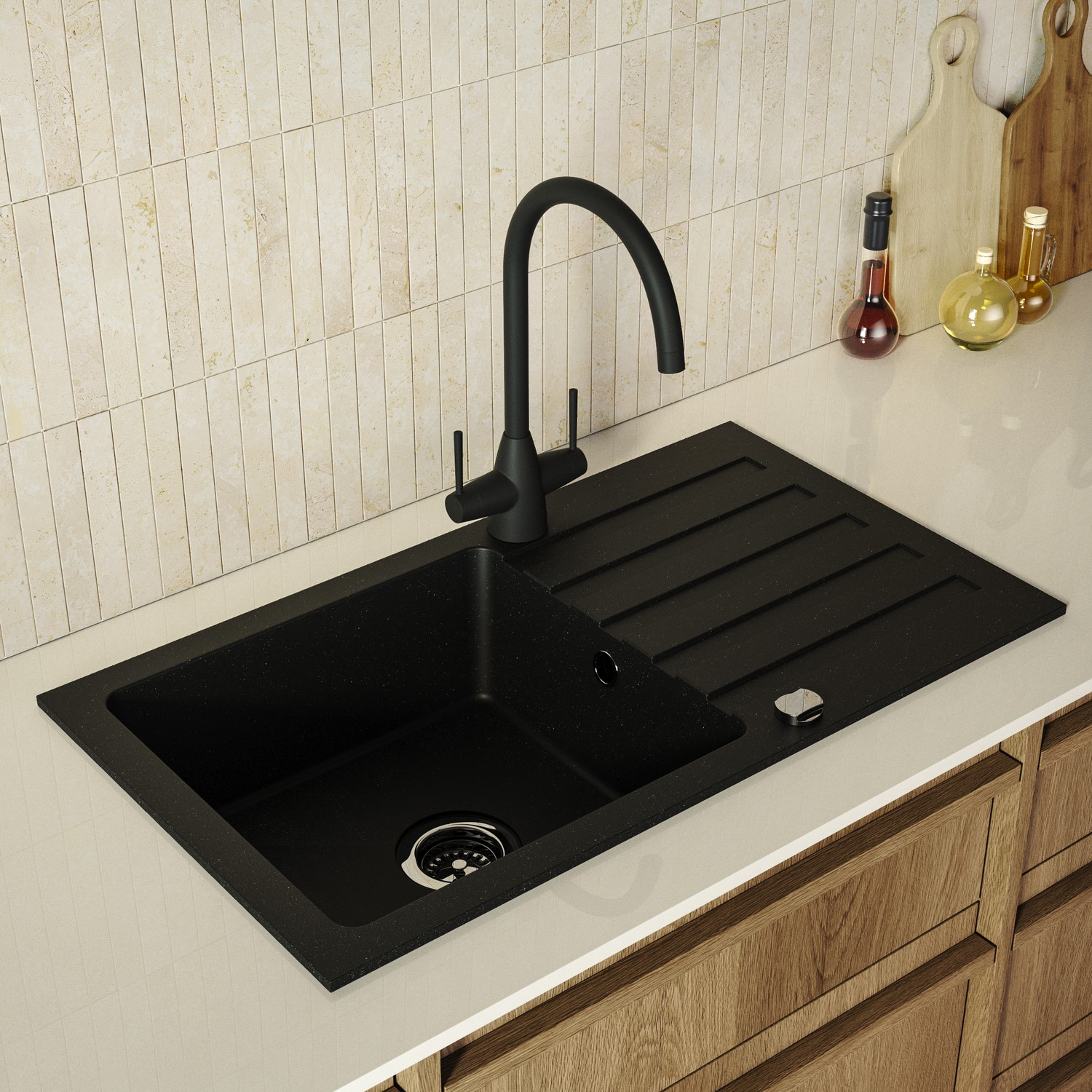 Enza Single Bowl Inset Granite Composite Kitchen Sink With Reversible Drainer Phoebe WZZLE_00014 - Image 2