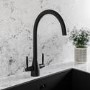 ONLY OPENED - Enza Tamara Dual Lever Monobloc Mixer Kitchen Tap - Black