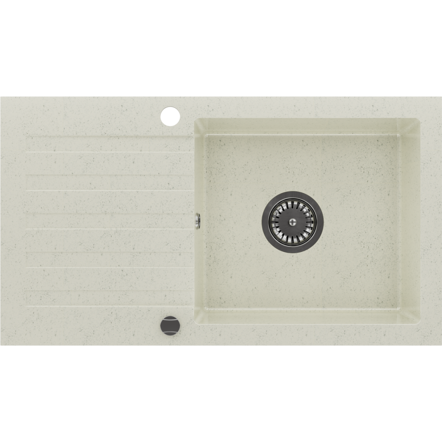 Single Bowl Beige Composite Inset Kitchen Sink with Reversible Drainer - Enza Phoebe