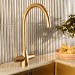 Brushed Brass Dual Lever Monobloc Kitchen Mixer Tap - Enza Tamara