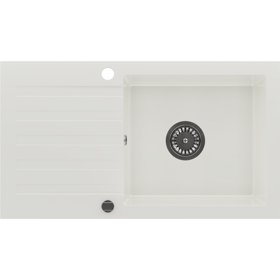 Single Bowl White Inset Granite Composite Kitchen Sink with Reversible Drainer -  Enza Phoebe
