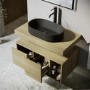 Grade A2 - 800mm Wood Effect Wall Hung Countertop Vanity Unit with Black