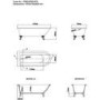 Burgundy Freestanding Single Ended Bath with Brass Feet 1670 x 740mm - Park Royal