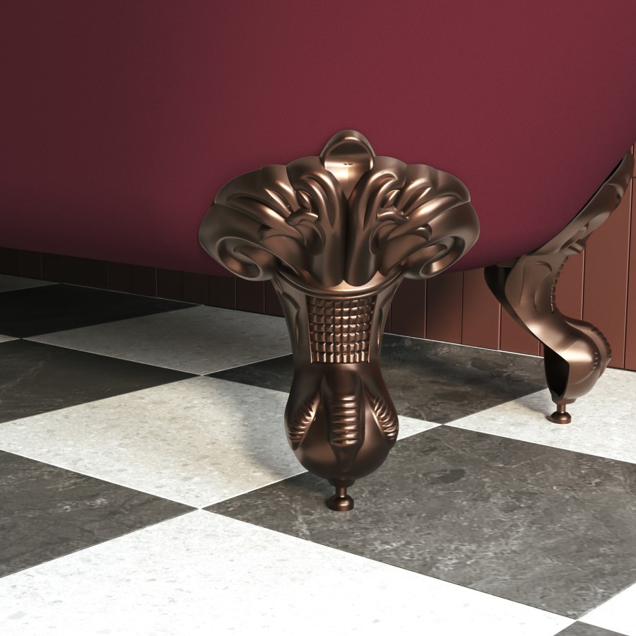 Burgandy Freestanding Single Ended Bath with Bronze Feet 1670 x 740mm - Park Royal