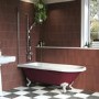 Burgandy Freestanding Single Ended Shower Bath with Chrome Screen & White Feet 1670 x 740mm - Park Royal