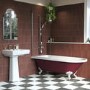 Burgandy Freestanding Single Ended Shower Bath with Chrome Screen & White Feet 1670 x 740mm - Park Royal