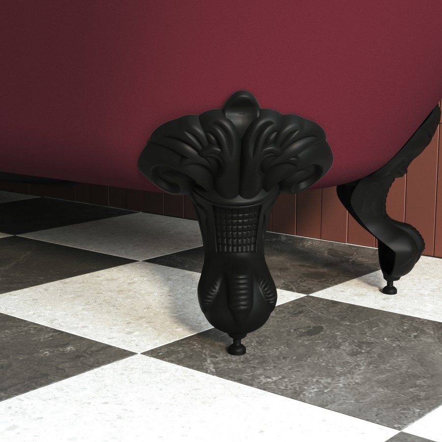 Burgandy Freestanding Single Ended Shower Bath with Black Screen & Feet 1670 x 740mm - Park Royal